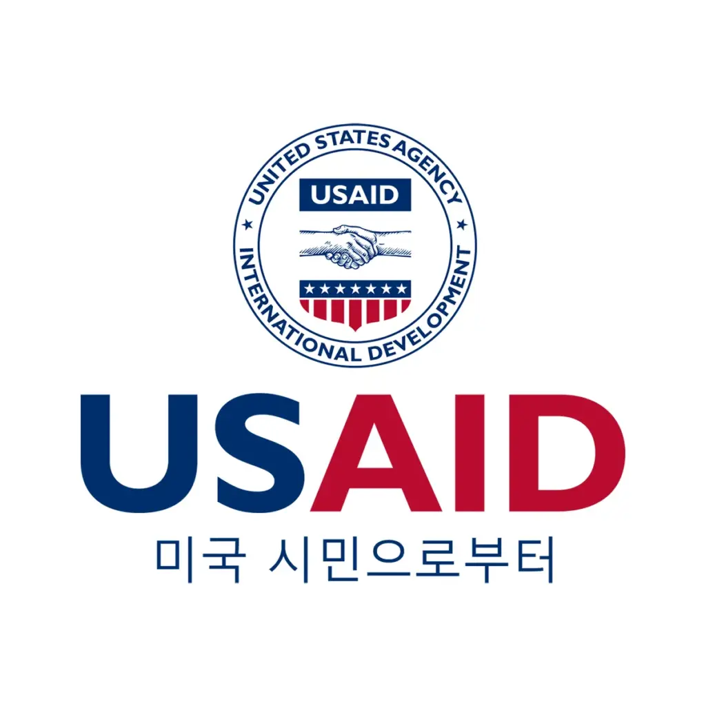 USAID Korean Decal on White Vinyl Material - (3"x3"). Full color.