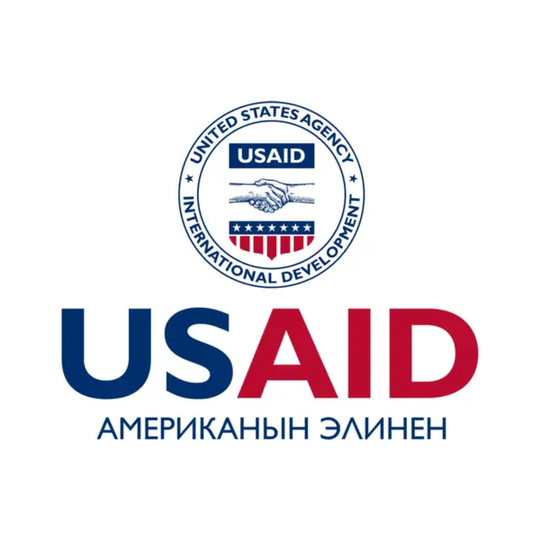 USAID Kyrgyz Decal on White Vinyl Material - (3"x3"). Full color.