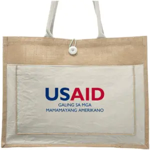 USAID Filipino - Cotton Pocket Jute Tote Bags (17.75"x13.75")