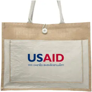 USAID Lao - Cotton Pocket Jute Tote Bags (17.75"x13.75")