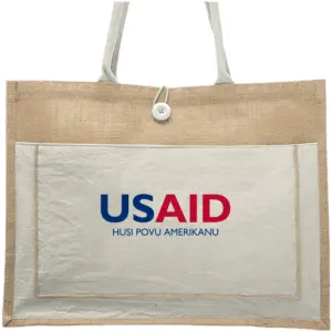 USAID Tetum - Cotton Pocket Jute Tote Bags (17.75"x13.75")