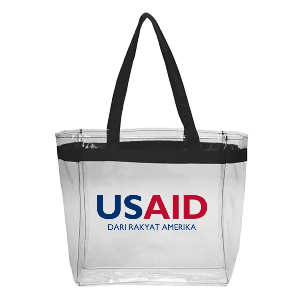 USAID Bahasa Indonesia - Color Handles Clear Plastic Tote Bags