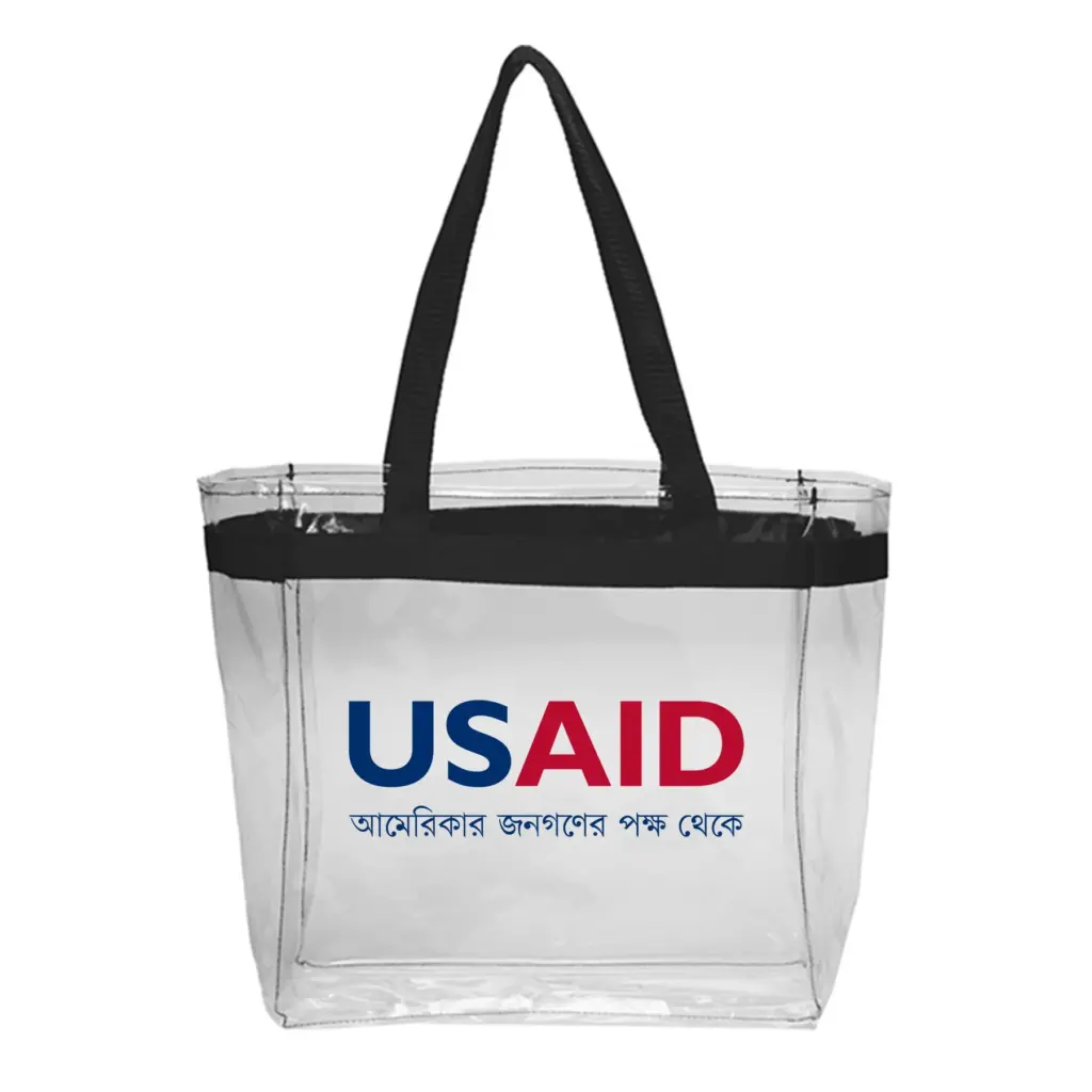 USAID Bangla - Color Handles Clear Plastic Tote Bags