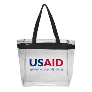 USAID Hindi - Color Handles Clear Plastic Tote Bags