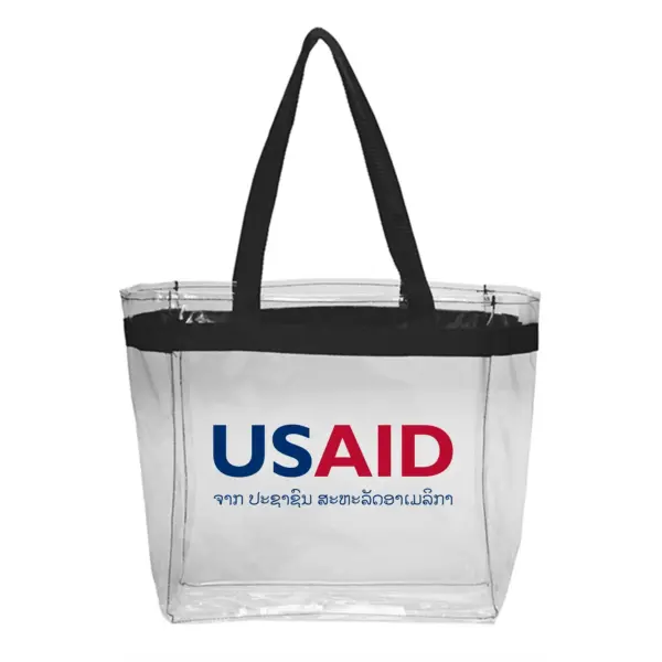 USAID Lao - Color Handles Clear Plastic Tote Bags