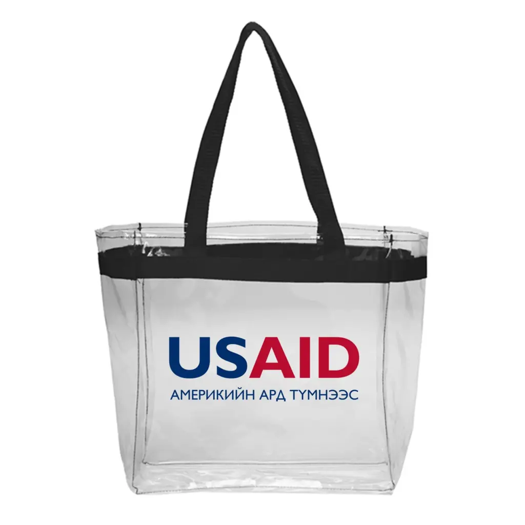 USAID Mongolian - Color Handles Clear Plastic Tote Bags