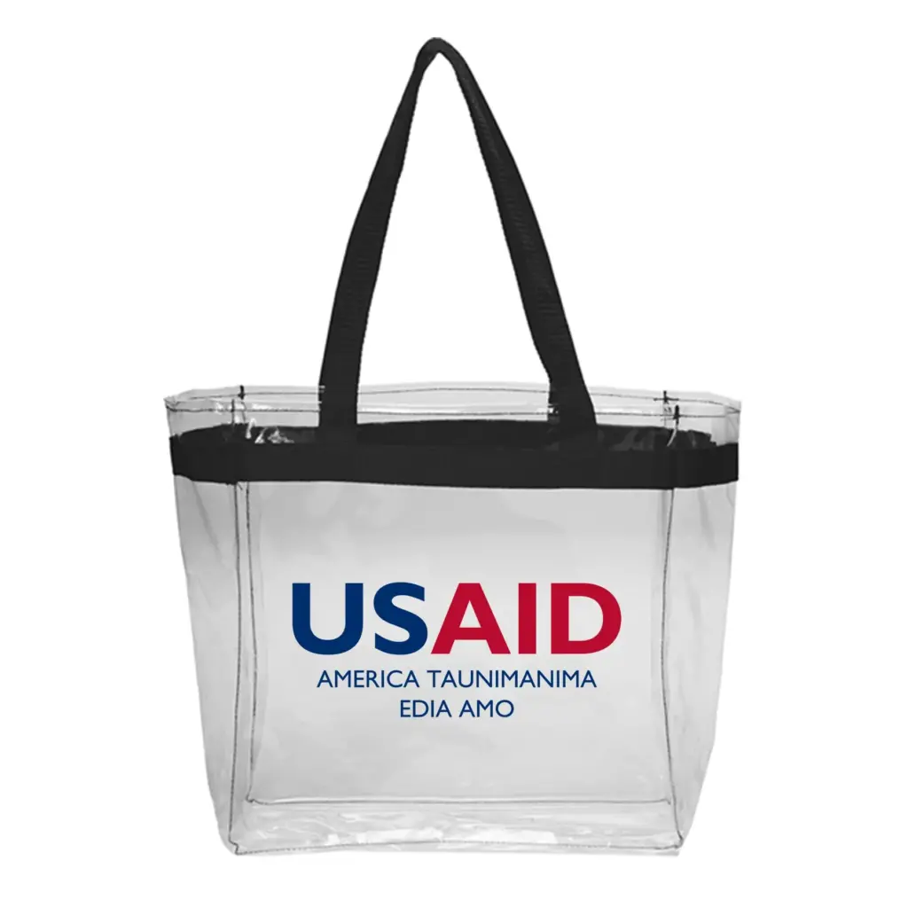USAID Motu - Color Handles Clear Plastic Tote Bags