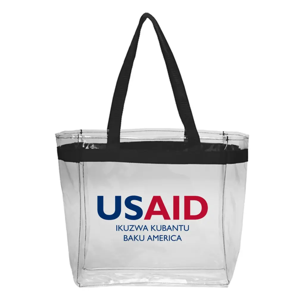 USAID Tonga - Color Handles Clear Plastic Tote Bags