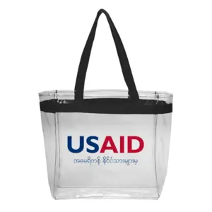 USAID Burmese - Color Handles Clear Plastic Tote Bags