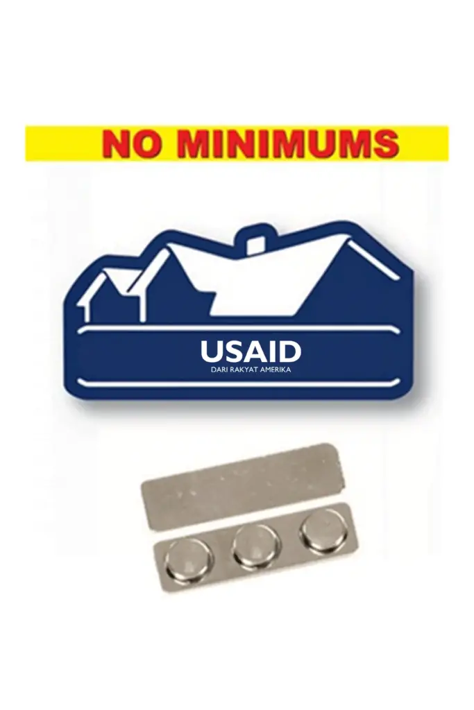 USAID Bahasa Indonesia - Name Badge  Custom Shape Navy Blue Plastic