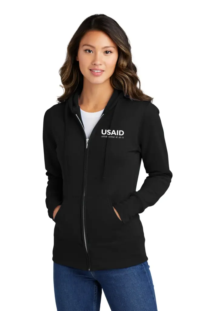 USAID Hindi Port & Company Ladies Core Fleece Full-Zip Hooded Sweatshirt