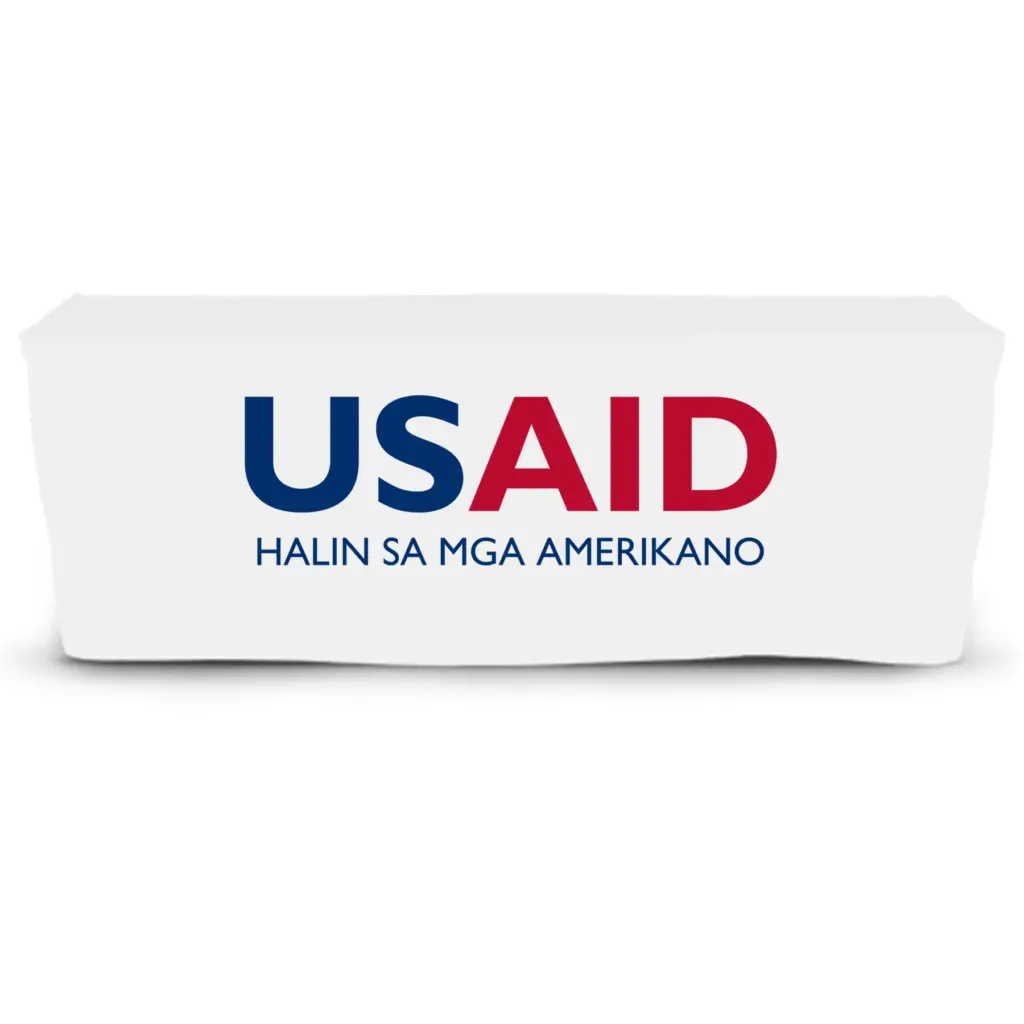 USAID Hiligaynon - 6' Fitted Dye Sub Tablecloth  White