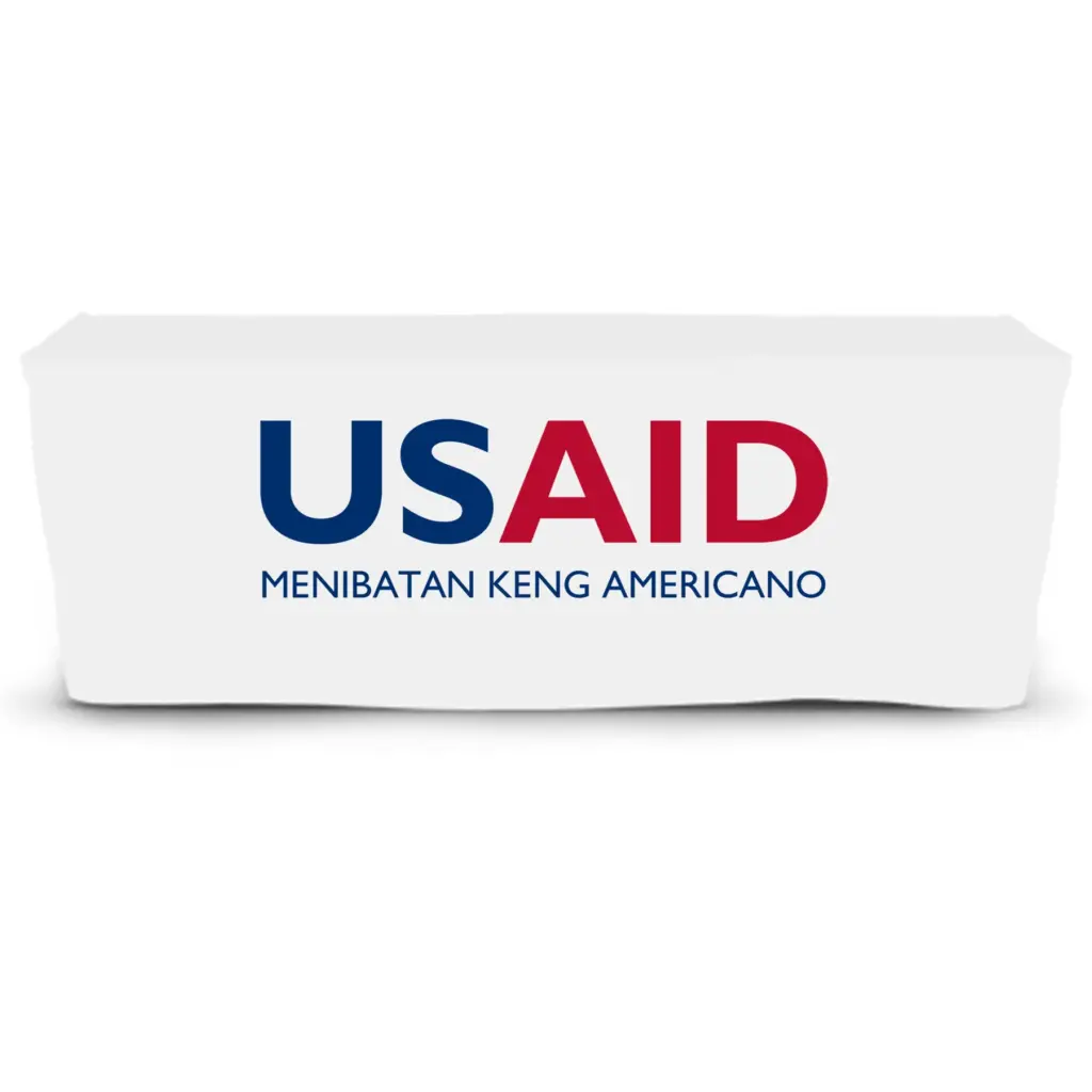 USAID Kapampangan - 6' Fitted Dye Sub Tablecloth  White