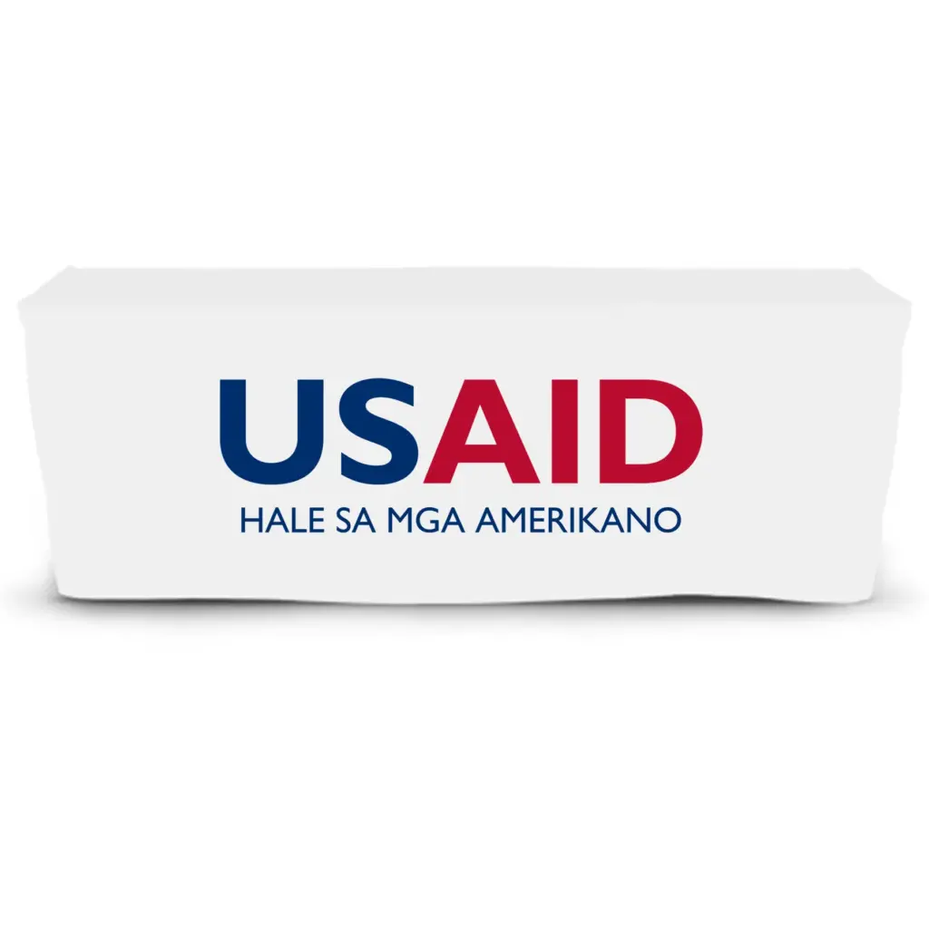 USAID Bicolano - 6' Fitted Dye Sub Tablecloth  White