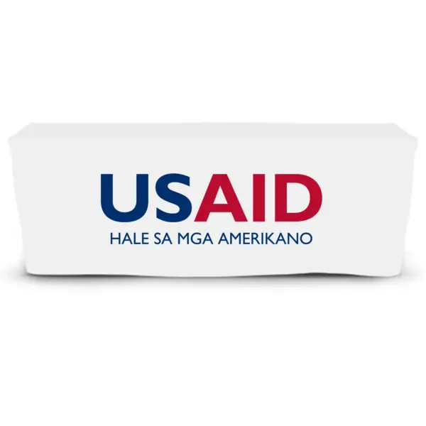 USAID Bicolano - 6' Fitted Dye Sub Tablecloth  White