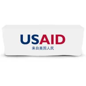 USAID Mandarin - 6' Fitted Dye Sub Tablecloth  White