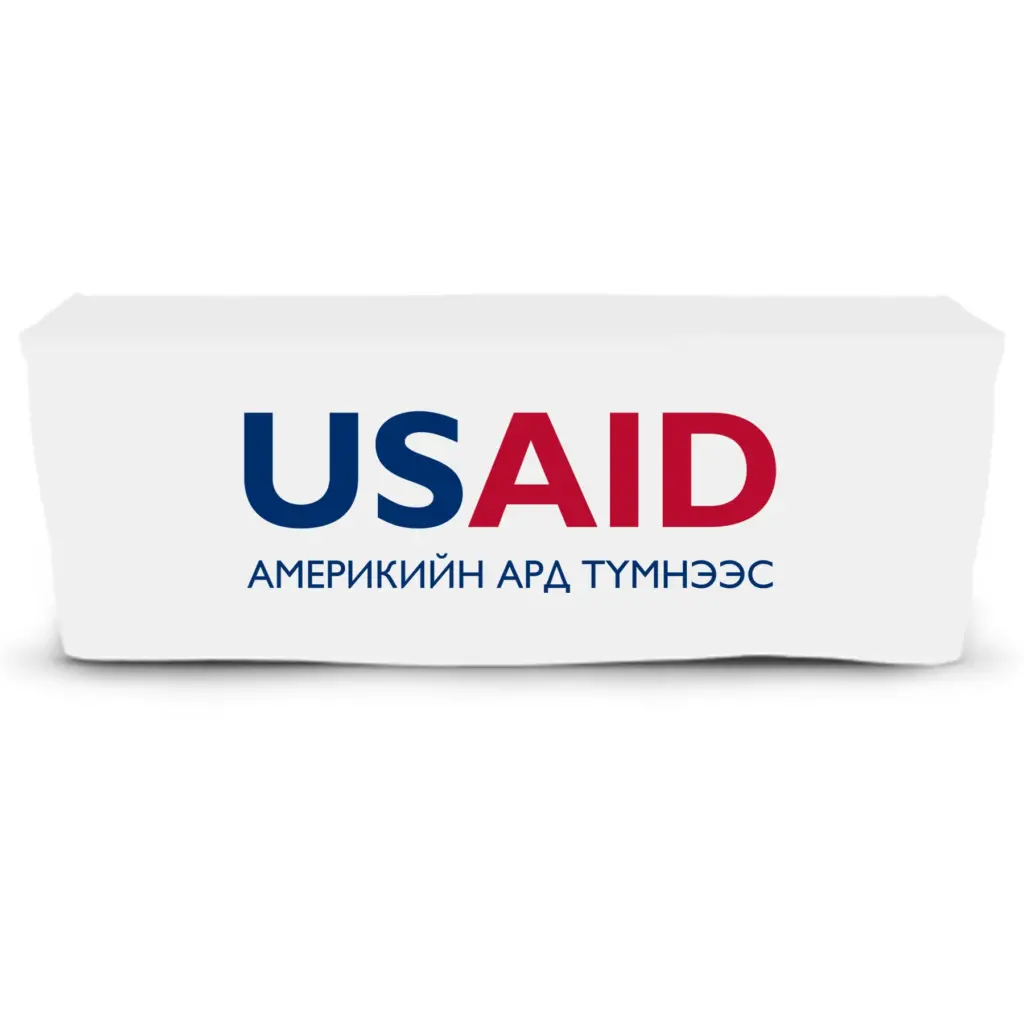 USAID Mongolian - 6' Fitted Dye Sub Tablecloth  White
