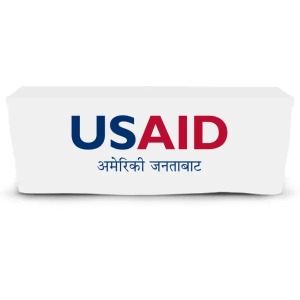 USAID Nepali - 6' Fitted Dye Sub Tablecloth  White