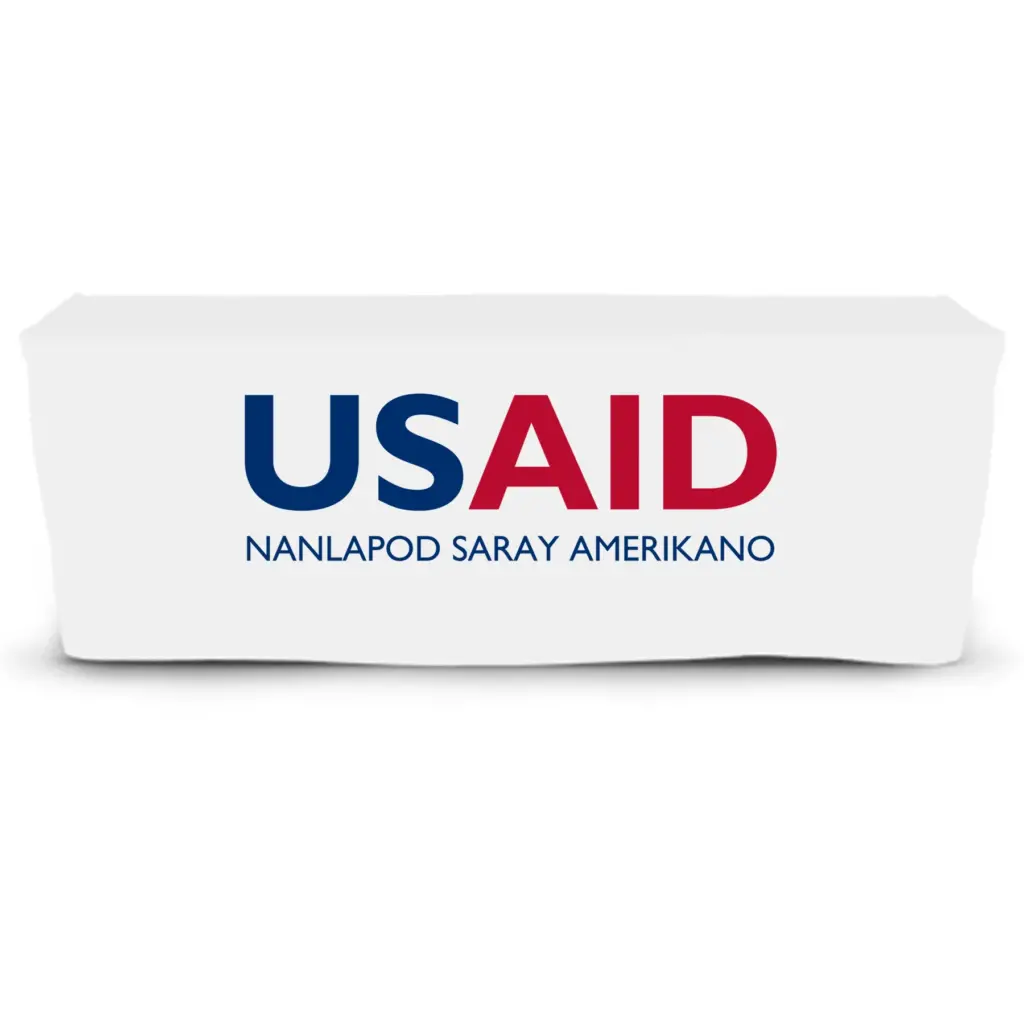USAID Pangasinense - 6' Fitted Dye Sub Tablecloth  White