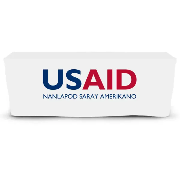 USAID Pangasinense - 6' Fitted Dye Sub Tablecloth  White