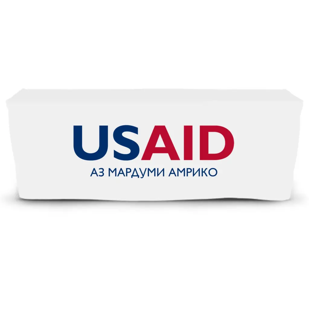 USAID Tajik - 6' Fitted Dye Sub Tablecloth  White