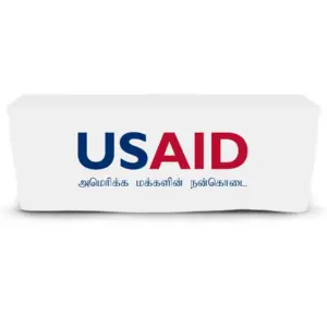 USAID Tamil - 6' Fitted Dye Sub Tablecloth  White