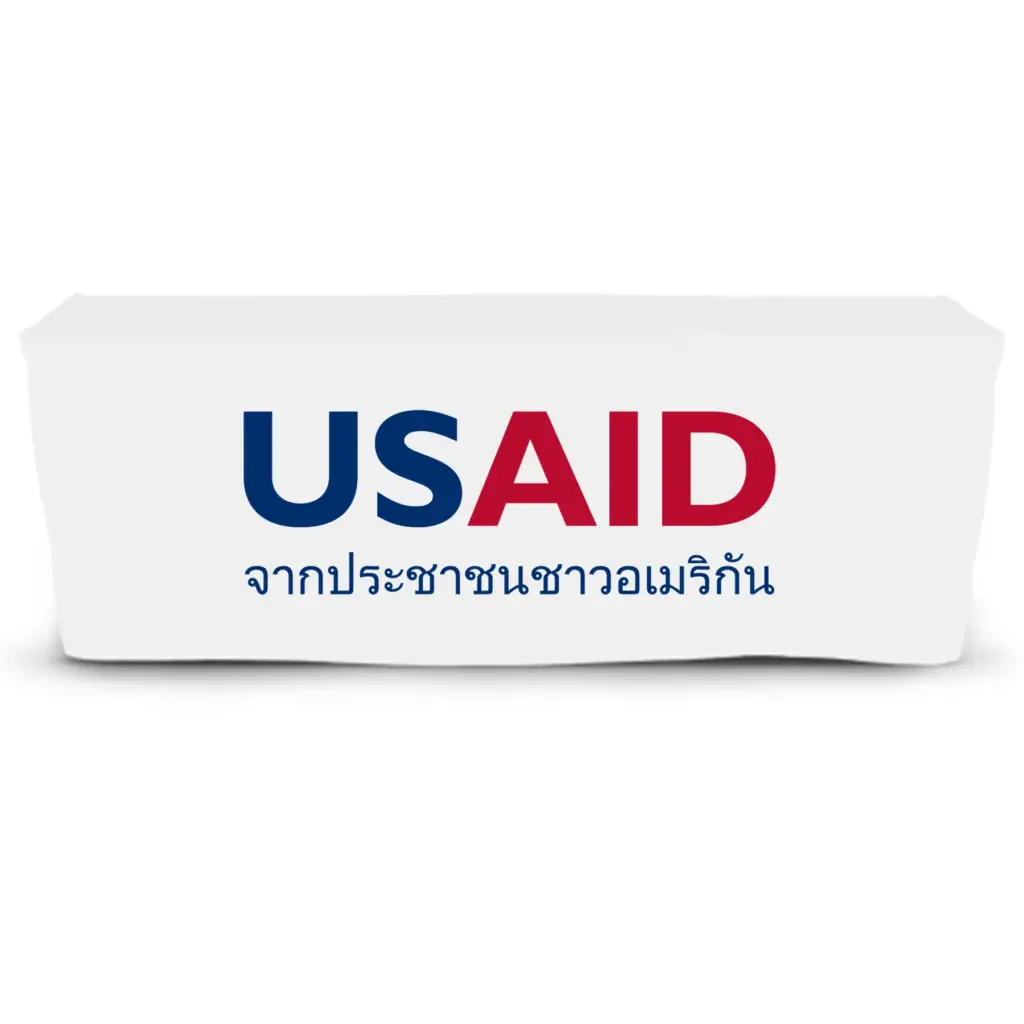 USAID Thai - 6' Fitted Dye Sub Tablecloth  White