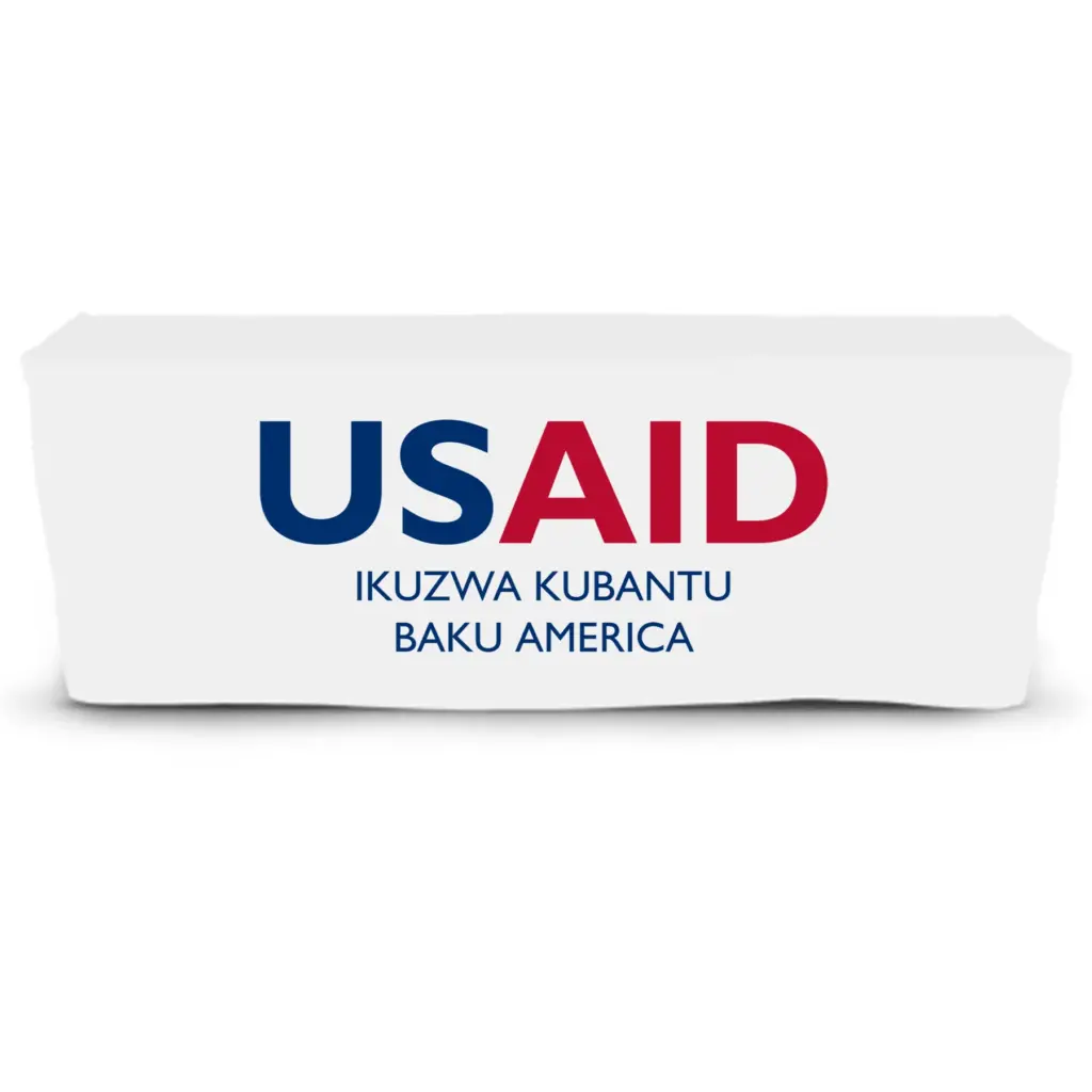 USAID Tonga - 6' Fitted Dye Sub Tablecloth  White
