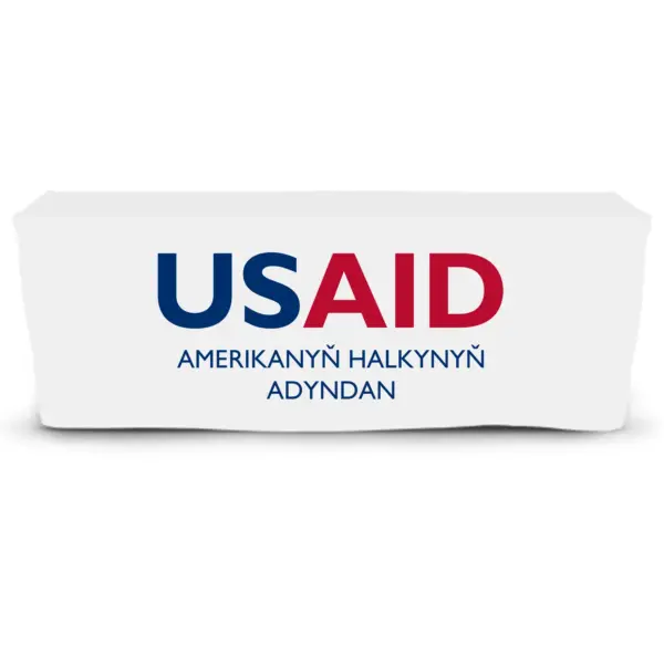 USAID Turkmen - 6' Fitted Dye Sub Tablecloth  White