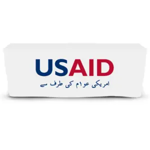 USAID Urdu - 6' Fitted Dye Sub Tablecloth  White
