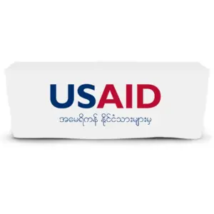 USAID Burmese - 6' Fitted Dye Sub Tablecloth  White