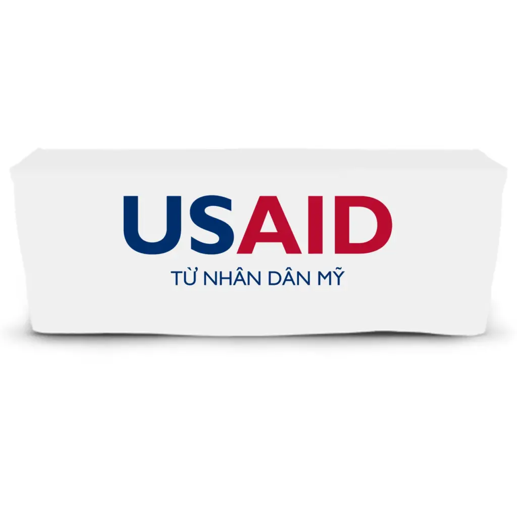 USAID Vietnamese - 6' Fitted Dye Sub Tablecloth  White
