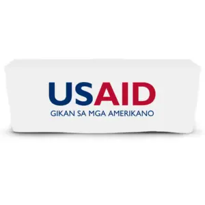 USAID Cebuano - 6' Fitted Dye Sub Tablecloth  White