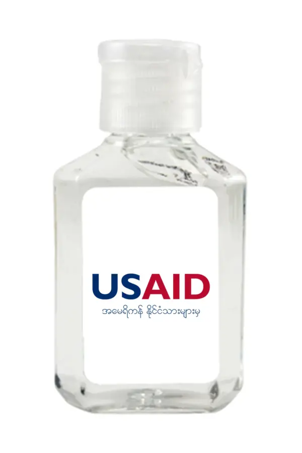 USAID Burmese - Antibacterial Hand Sanitizer Gel on White Label