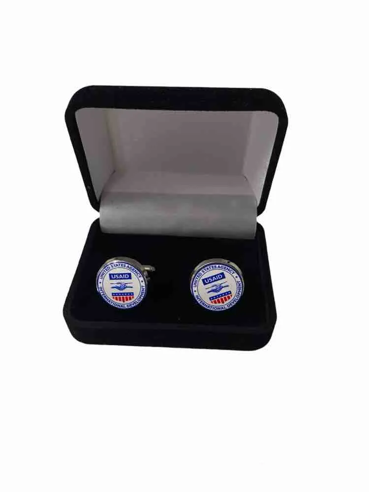 USAID Bahasa Indonesia - Round Seal Cuff Links with Velvet Box 3/4" Min 100 pcs