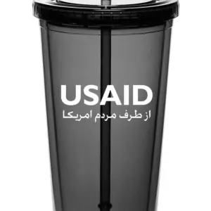 USAID Farsi - 20 Oz. Double Wall Acrylic Bottles w/Straws