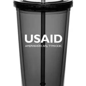 USAID Mongolian - 20 Oz. Double Wall Acrylic Bottles w/Straws