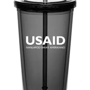 USAID Pangasinense - 20 Oz. Double Wall Acrylic Bottles w/Straws