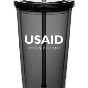 USAID Burmese - 20 Oz. Double Wall Acrylic Bottles w/Straws