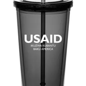USAID Tonga - 20 Oz. Double Wall Acrylic Bottles w/Straws