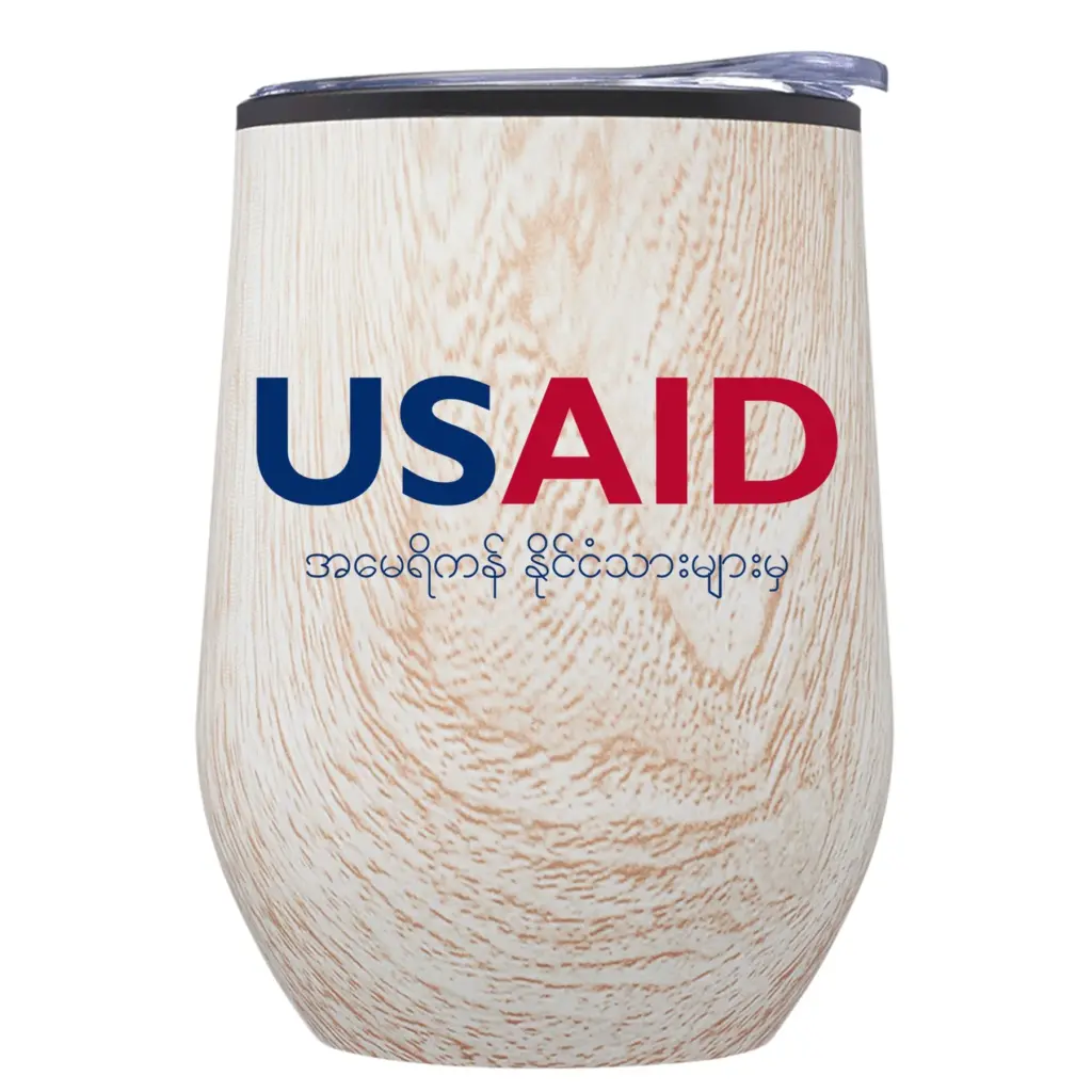 USAID Burmese - 12 Oz. Palmera Stemless Wine Tumbler w/Lid