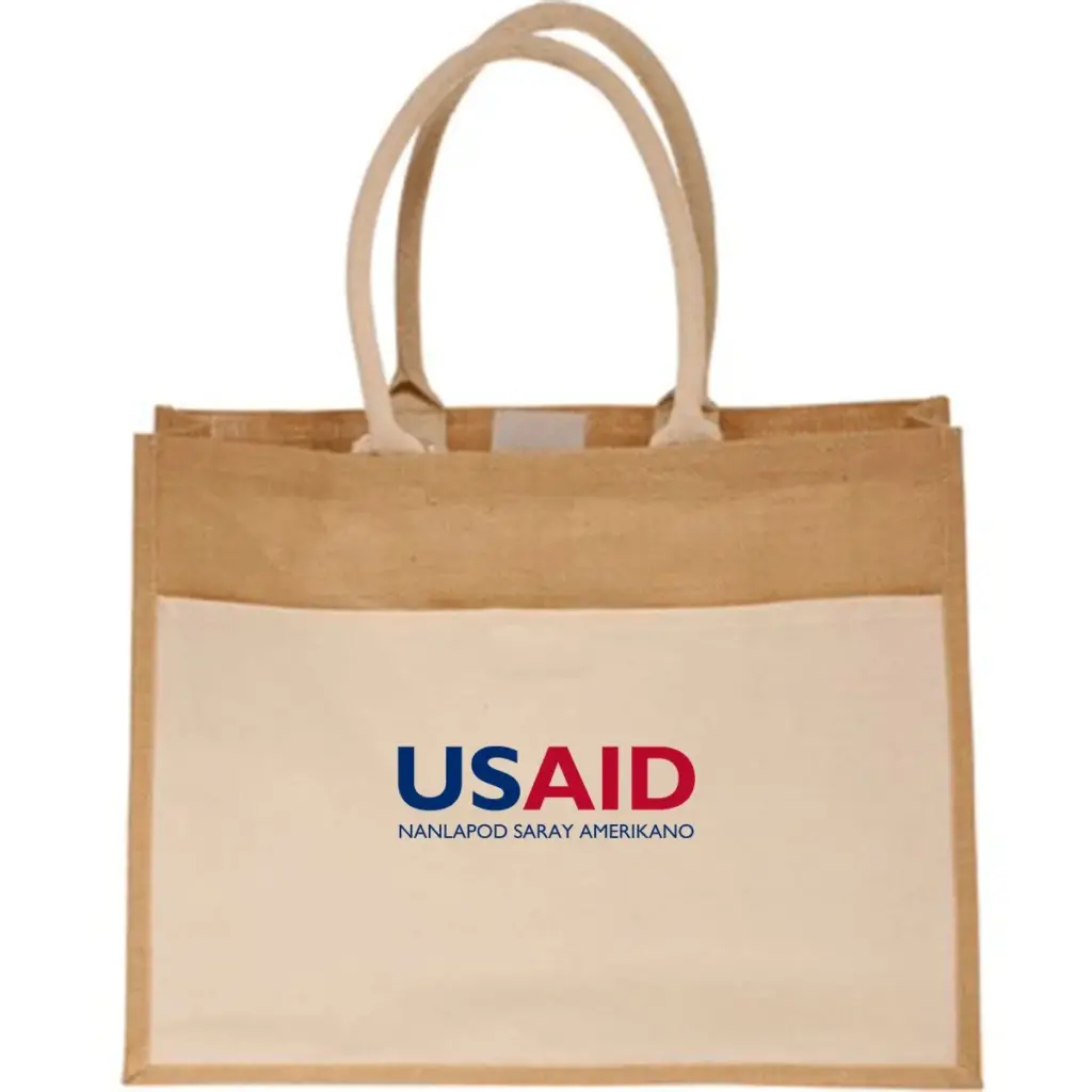 USAID Pangasinense - Canvas Pocket Jute Tote Bags (17.75"x13.75")