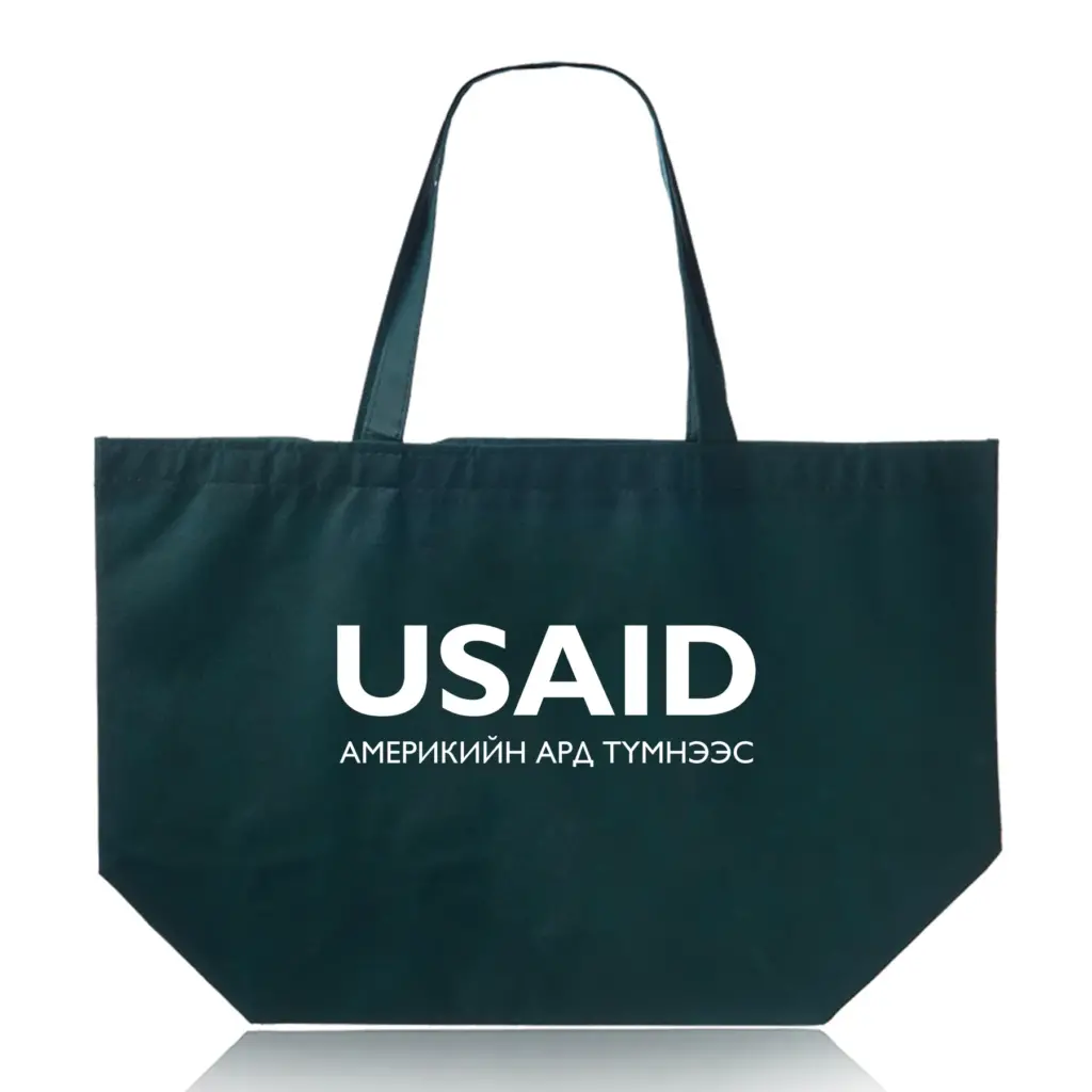 USAID Mongolian - Budget Non-Woven Shopper Tote Bags (20"x13")