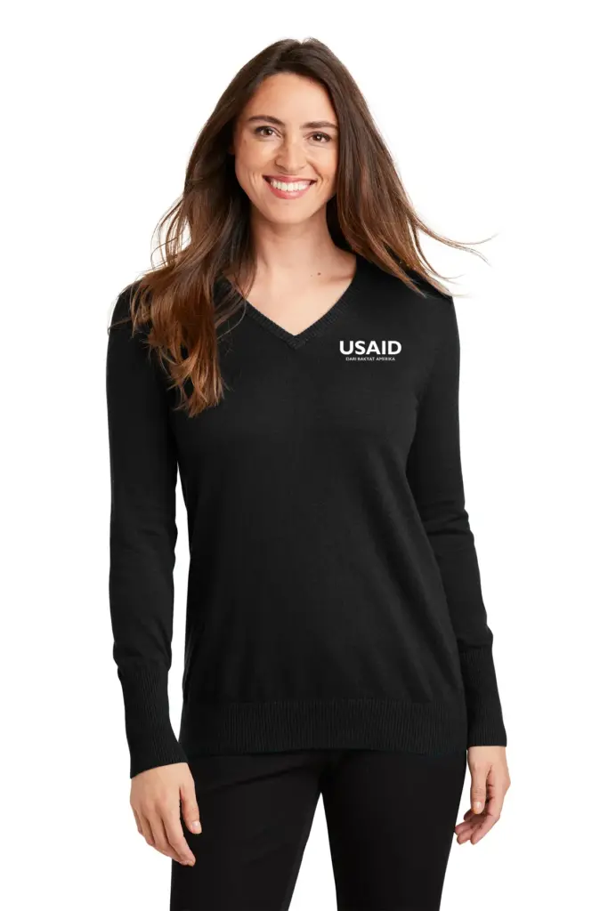 USAID Bahasa Indonesia Port Authority Ladies V-Neck Sweater
