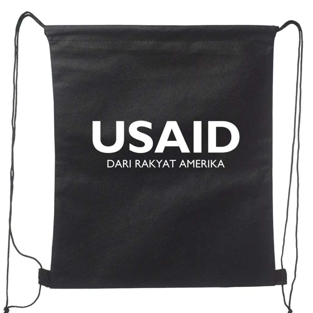 USAID Bahasa Indonesia - Non-Woven Drawstring Backpacks (14.5"x17.5")