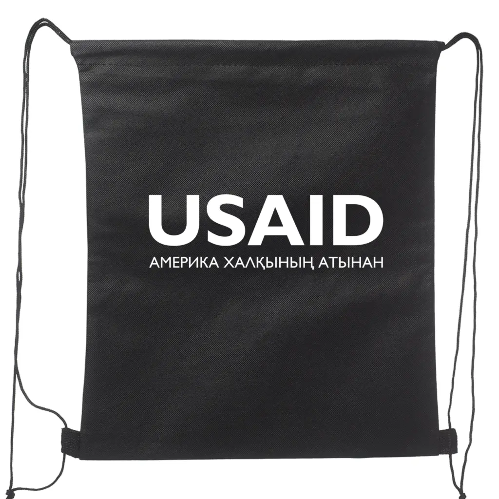 USAID Kazakh - Non-Woven Drawstring Backpacks (14.5"x17.5")