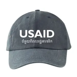 USAID Khmer - Embroidered Lynx Washed Cotton Baseball Caps (Min 12 pcs)