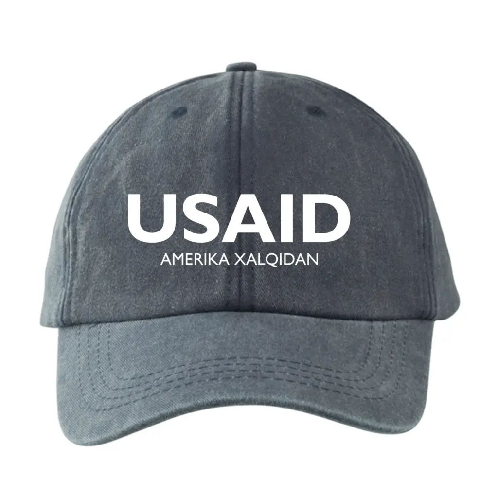 USAID Uzbek - Embroidered Lynx Washed Cotton Baseball Caps (Min 12 pcs)