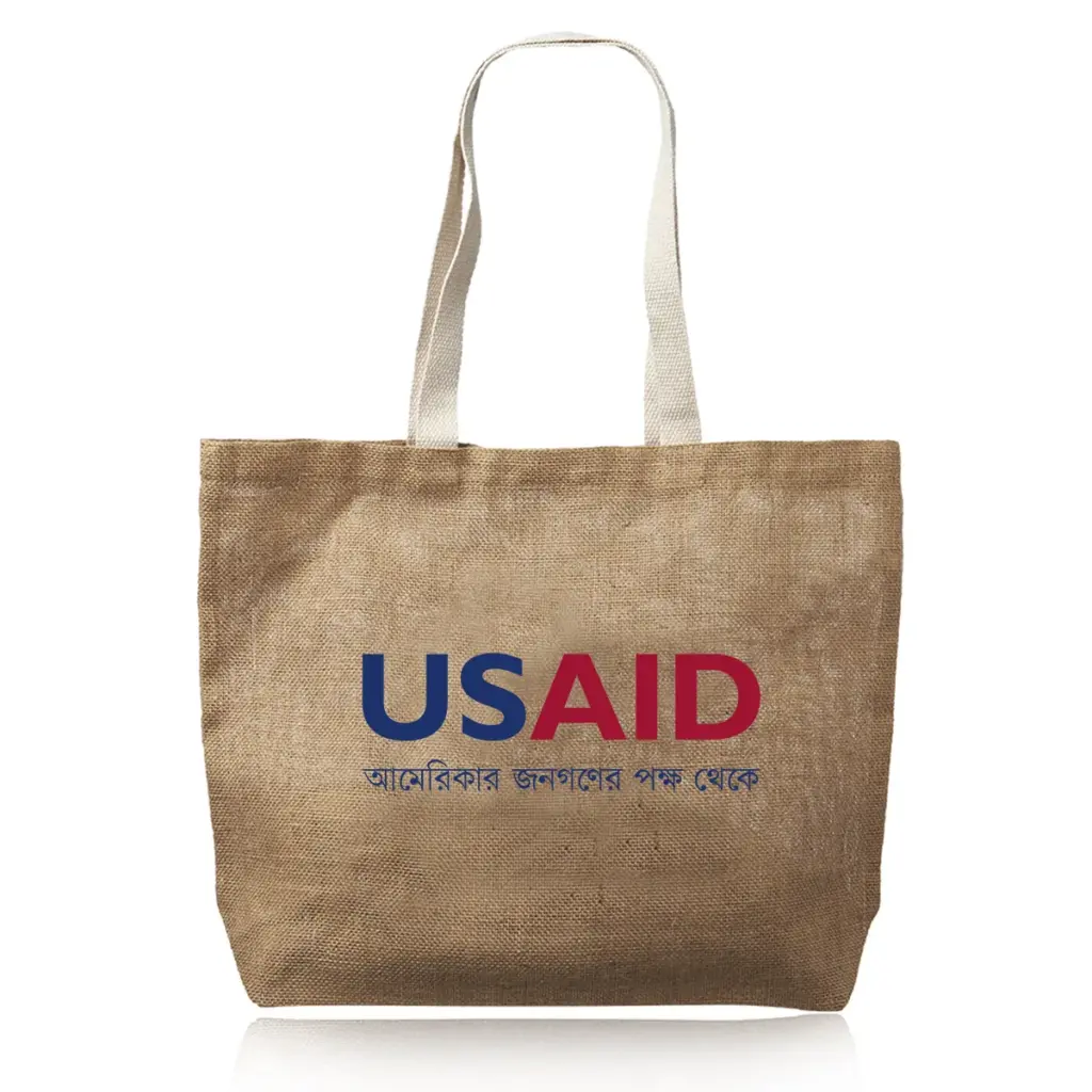 USAID Bangla - Natural Jute Fiber Carry-On Tote Bags (17"x13")