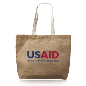 USAID Thai - Natural Jute Fiber Carry-On Tote Bags (17"x13")